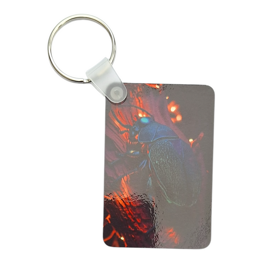 Beetle on Tree Wooden Keyring