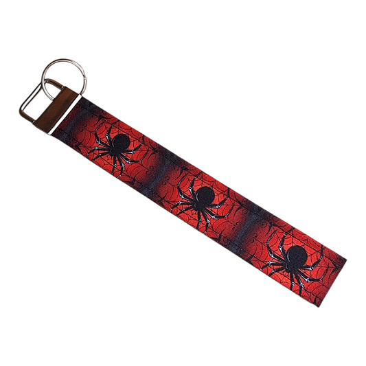 Red & Black Tarantula Fabric Key Wristlet