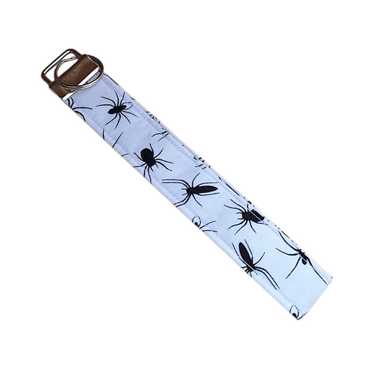 White Spider Fabric Key Wristlet